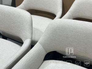 Good Selling Italian Metal Base Restaurant <b>Dining</b> Room Chair Luxury Hotel Front Desk <b>Stool</b> Fabric Upholstered Barstool Fabric Up - Product Image 2