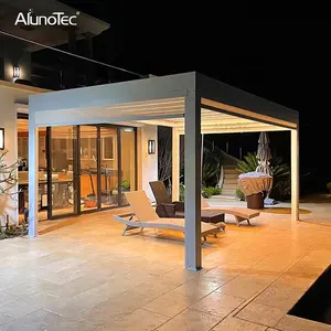 AlunoTec Advanced Motori zed Grey Arches Arbours Louvre Pavillon Aluminium Pergolen mit LED-Leuchten
