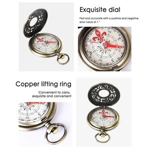 <span class=keywords><strong>เข็มทิศ</strong></span>ทองเหลืองขนาดเล็กแบบวินเทจสำหรับการตั้งแคมป์การปีนเขาและการอ่านแผนที่กระเป๋าตกแต่งแบบชนบทสไตล์วินเทจพร้อมหน้าปัดพอยเตอร์ - Product Image 2