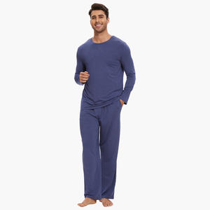 Pijamas de Algodón Modal Personalizados al por Mayor, Conjunto de Dos Piezas, Ropa de Dormir para Hombre, Ropa de Casa de Bambú - Product Image 2