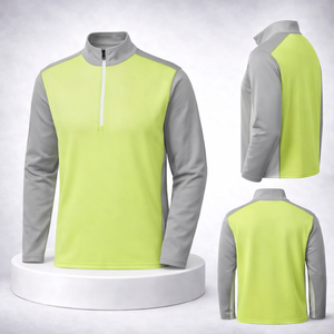 Fabricantes de Ropa Personalizada, Ropa Deportiva, Sudadera de Golf Ligera de Poliéster y Elastano para Hombre, con Bloques de Color y Cierre de Cremallera de un Cuarto - Product Image 1