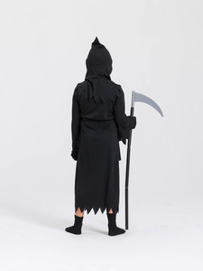 Halloween trẻ em mắt đỏ chết cosplay ăn mặc bí ẩn kinh dị tối ma Sứ Giả với lưỡi hái và áo choàng - Product Image 5