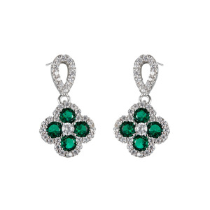 Four Leaf Clover Drop Earrings 925 Sterling Silver Zircon Inlay Flower Design Party Jewelry EA13989 - Product Image 5