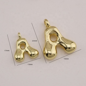 JS2004 Popular <strong>Silver</strong> 18k Gold Plated Bubble Balloon Puff Puffy Alphabet Initial Letter <strong>Charms</strong> Pendants - Product Image 3