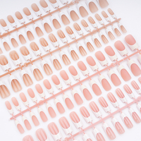15 tailles d'ongles en acrylique à pression French Tip Matte Nude Medium Square Nail Tips Pre-Filed 150Pcs/Box