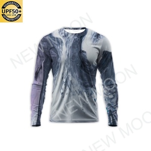 เสื้อตกปลาแขนยาวกันแดดแห้งเร็ว ป้องกันรังสียูวี สำหรับทุกเพศ สั่งทำขายส่ง ผ้าโพลีเอสเตอร์ ลายพรางปลา UPF 50+ - Product Image 3