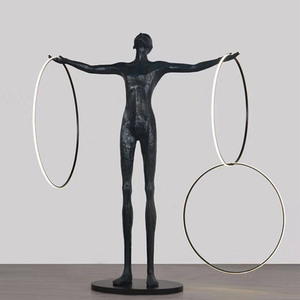 Nghệ Thuật Hiện Đại nhựa màu đen dẫn đèn sàn điêu khắc cho khách sạn và phòng khách trang trí - Product Image 5