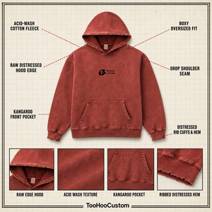 Sweat à capuche oversize en molleton de coton délavé pour homme avec poche kangourou - Product Image 3
