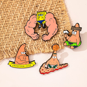 <span class=keywords><strong>Bob</strong></span> <span class=keywords><strong>Esponja</strong></span> Paibig estrella broche dibujos animados lindo Anime Metal decoración insignia oro grabado estilo universitario accesorios personalizados - Product Image 2