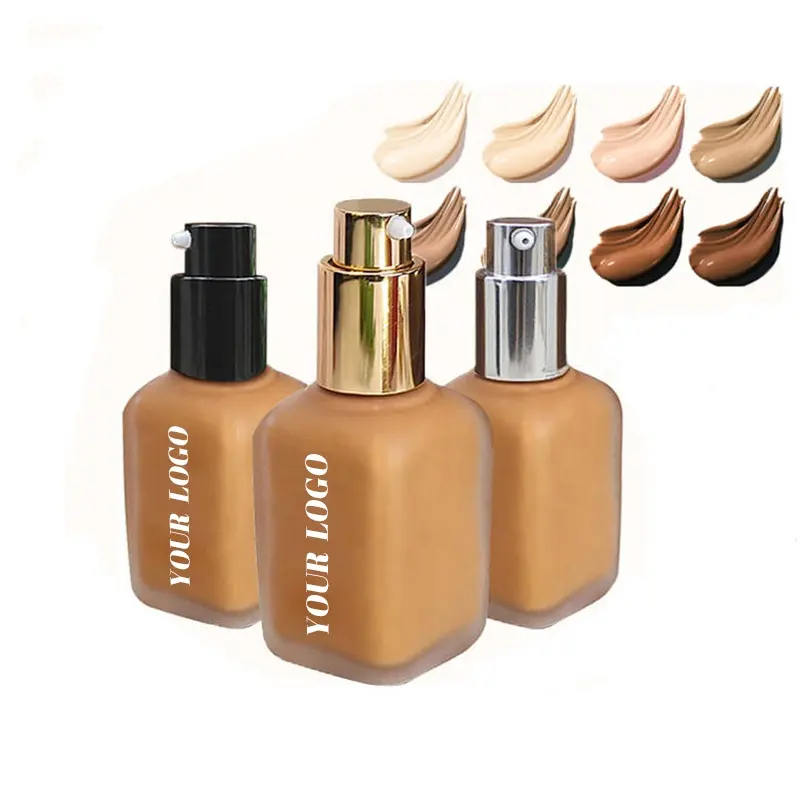 OEM Private Label Full Coverage Face Foundation 8 Farbe Beauty Liquid Make-up Foundation Tägliche weibliche Gesichts-Make-up-Foundation