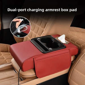 <span class=keywords><strong>Coussin</strong></span> de console centrale de voiture 2025 le plus vendu avec rangement, chargeur USB, porte-gobelet et <span class=keywords><strong>coussin</strong></span> d'accoudoir avant en cuir - Product Image 3