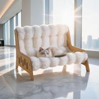 Canapé-lit de luxe en velours à bulles pour animaux de compagnie, grand modèle, surélevé, en bois, pour chiens et chats, fauteuil lounge doux et moelleux, écologique, pour intérieur