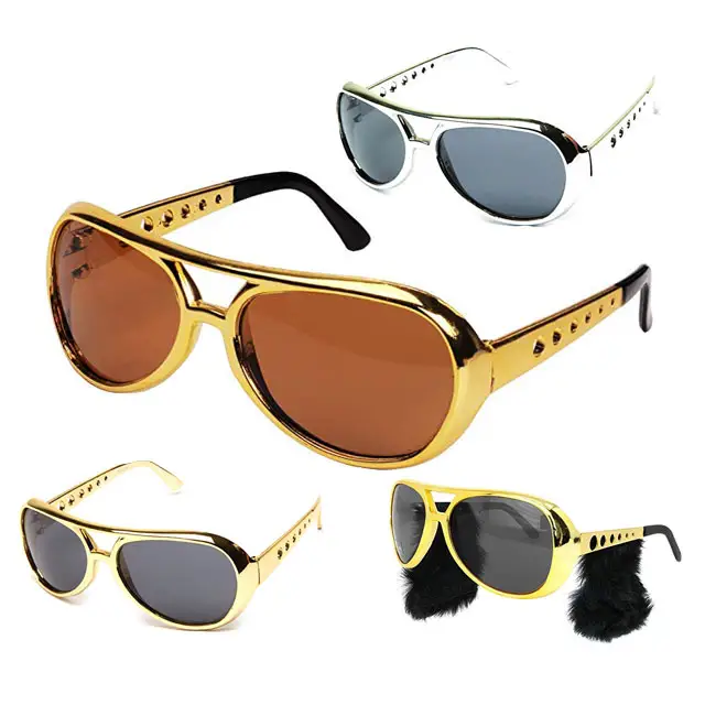 Disko kostüm güneş gözlüğü altın 60s filmler parti Rock kostüm Rockstar Elvis gözlük