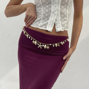 Accesorios Bohemios para la Playa, Cadena de Cintura con Conchas, Imitación de Perlas, Estrella de Mar y Concha, Cadena Corporal con Colgante - Product Image 6