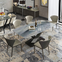Ensemble table et chaises de salle à manger en bois massif de luxe, style simple et rectangulaire en ardoise, idéal pour villa complète