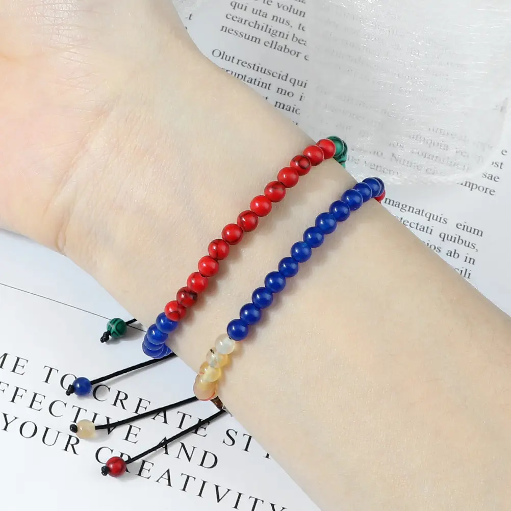 Wholesale Classic Stone Palestine Flag Bracelet Men Women National Flag Beads Bracelet