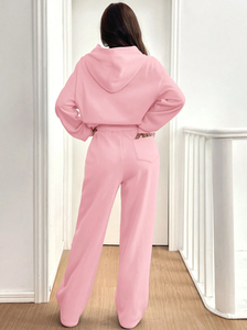 Conjunto de Sudadera con Capucha y Pantalones Térmicos de Invierno Personalizados <span class=keywords><strong>para</strong></span> Mujer, <span class=keywords><strong>Ropa</strong></span> de Estar por Casa, Atuendo Informal Cálido <span class=keywords><strong>para</strong></span> Clima Frío, Conjunto de 2 Piezas Suave y Cómodo <span class=keywords><strong>para</strong></span> Otoño - Product Image 3