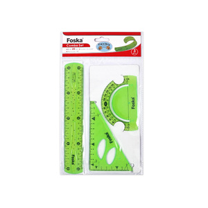 Kit di Righelli Geometrici Foska in Plastica Leggera e di Alta Qualità, Verde, con Scala in <span class=keywords><strong>Centimetri</strong></span> e Pollici per Scuola e Ufficio - Product Image 2