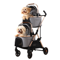 Poussette double couche pour chien, légère, pour deux animaux, multi-niveaux, grand espace, détachable et séparable