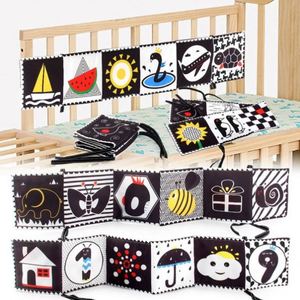 Jouets sensoriels pour bébés en tissu froissé doux, activités d'éveil, noir et blanc, contraste élevé, pour le temps sur le ventre - Product Image 2