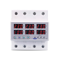 100A 3 Fasa Din Rail Voltmeter Ammeter Pengatur Batas Tegangan Lebih dan Kurang, Proteksi Arus, Monitor, Relay, Pelindung