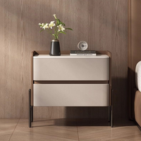 Table de chevet réglable en bois massif haut de gamme, style luxe léger, 2 tiroirs, mobilier moderne pour chambre à coucher, bureau à domicile, appartement, hôtel