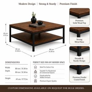 Zen Block Coffee <b>Table</b> Minimalist <b>Square</b> Center <b>Table</b> Contemporary Living Room Home Furniture Lounge Decor - Product Image 2