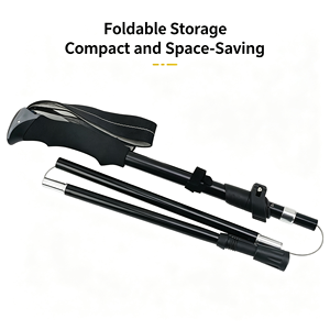 Folding <b>Walking</b> Cane Adjustable Aluminum Alloy 3-Section Compact Collapsible Hiking <b>Stick</b> with Rubber Tip and Quick Lock - Product Image 4
