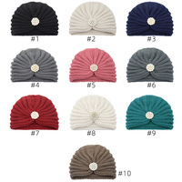 Qianjin, sombrero indio de Color sólido bohemio para mujer, Gema de punto, perla, diamantes de imitación, Otoño Invierno, lana, accesorios decorativos para el cabello