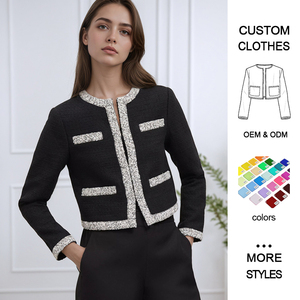 Bolero Elegante al por Mayor para Mujer, Abrigo Corto Ajustado, Diseño Retro, Cierre de un Solo Botón, Lona, Ropa Casual de Invierno - Product Image 1