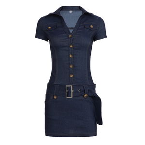 Bodycon Dress Solid Color Streetwear Slim Fit Short Sleeve Pencil Dress For Club Party Daily Wear - Product Image 6