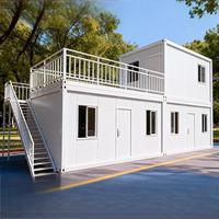 Casa Contenedor Prefabricada de Dos Pisos, Edificio Modular en Contenedor con Escaleras Exteriores para Oficina o Vivienda