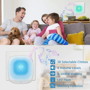 Người cao tuổi/người đàn ông điếc chuông cửa 7 màu nhấp nháy đèn Plug-in nhà âm nhạc không dây chuông cửa - Product Image 5