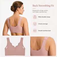 Soutiens-gorge sans fil en soie glacée sans couture pour femmes, à fermeture avant, 4 couleurs, 6 rangées, bord ondulé sans trace, col en V, pour usage quotidien