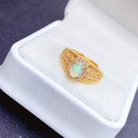 Bague en argent sterling 925 plaqué or avec opale blanche naturelle, hypoallergénique, bijoux fins pour femmes, cadeau d'anniversaire, vente en gros d'usine