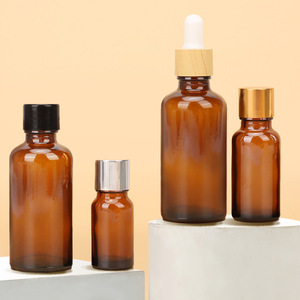 ขวดแก้วสีน้ำตาลสำหรับน้ำมันหอมระเหย ขนาด 5 มล. 10 มล. 15 มล. 20 มล. 30 มล. 50 มล. 100 มล. แบบมีหลอดหยดสำหรับบรรจุเซรั่ม ขวดเปล่าสำหรับตัวอย่างเครื่องสำอาง - Product Image 1