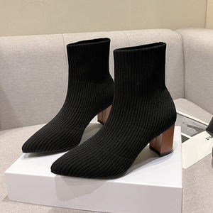 Stivali da Neve Elasticizzati 2024 Nuovi con Zip e Tacco Autunno Inverno Stivaletti a Punta Elasticizzati per Donna Tomaia in Finta Pelle Scamosciata - Product Image 6