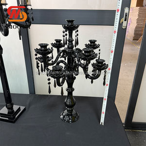 Bougeoirs en cristal noir personnalisés lisses, porte-bougie, candélabre de mariage, centre de table, décoration de scène pour les événements - Product Image 4