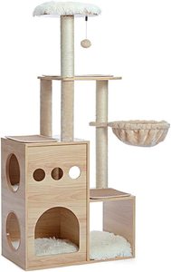 Árbol de Madera para Gatos de Interior, Torre de Escalada con Casa Cubierta de Sisal - Product Image 2