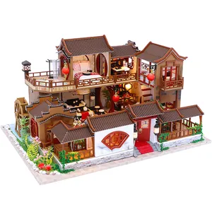 娃娃屋家具木质组装家具中式木制微型娃娃屋益智玩具儿童生日礼物