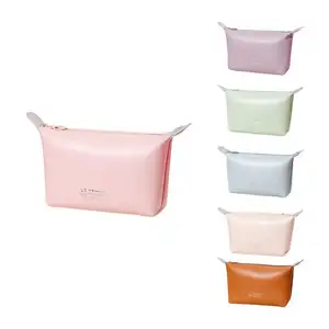 New PU Waterproof Storage Bag Toiletry Hand Storage Candy Color Cosmetic Bag Wholesale Portable Solid Color Ins Makeup Bag