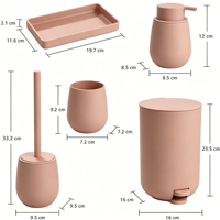 Décoration d'intérieur, ensemble de salle de bain en plastique de luxe 6 pièces avec rideau de douche, accessoires de salle de bain, accessoires pour la maison