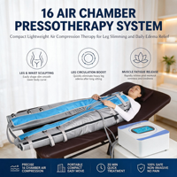 Appareil de massage professionnel à compression d'air avec 16 airbags pour drainage lymphatique et analyse de la peau