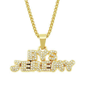 Collier polyvalent personnalisé avec strass et lettres anglaises, pendentif en lettres assemblées, bijoux - Product Image 1
