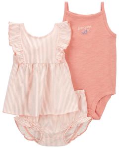 Set di 3 Pezzi di Abbigliamento Estivo <span class=keywords><strong>per</strong></span> Bambine, Tutina Stampata a Maniche Corte da 0 a 2 Anni, <span class=keywords><strong>Vestiti</strong></span> in Cotone <span class=keywords><strong>per</strong></span> Neonate - Product Image 3