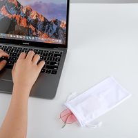 Étui à lunettes en microfibre rectangulaire pratique avec cordon de serrage, léger, lavable, sac de rangement protecteur pour lunettes de prescription