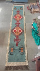 Tapis en laine et jute tissé à la main |   Tapis géométrique tribal bohème sud-ouest pour la décoration de la maison de campagne, du salon, de la chambre, du couloir et de l'entrée - Product Image 2