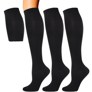 Black Ribbed Sports <b>Socks</b> Knee High Athletic Hose Crew <b>Socks</b> for Training Gym Football - Product Image 1