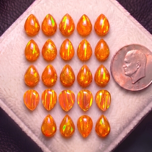 Opale Aurore Doublette Cabochons Poire Pierres Précieuses Naturelles en Vrac Couleur Changeante Orange Toutes Tailles pour la Fabrication de Bijoux - Product Image 2