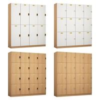Nouvelle Arrivée Casiers HPL à grain de bois compact laminé pour vestiaires de sauna, centres de bain, studios de yoga et centres de spa, avec bancs intégrés